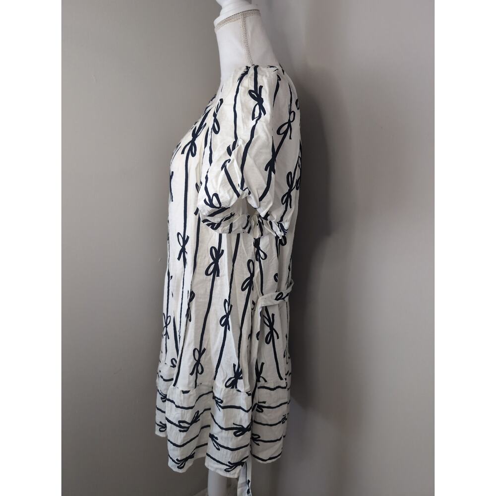 Umgee cottagecore bow print puff sleeve buttonfront dress lg - Picture 3 of 10
